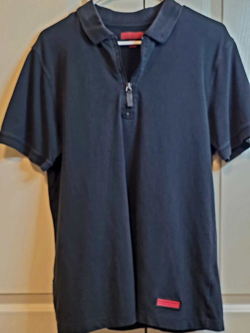 Burberry Sport Men's XL Black Short-Sleeve Zip Polo